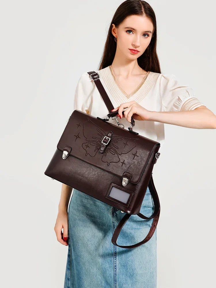 Портфель женский из натуральной кожи роскошная офисная сумка через плечо