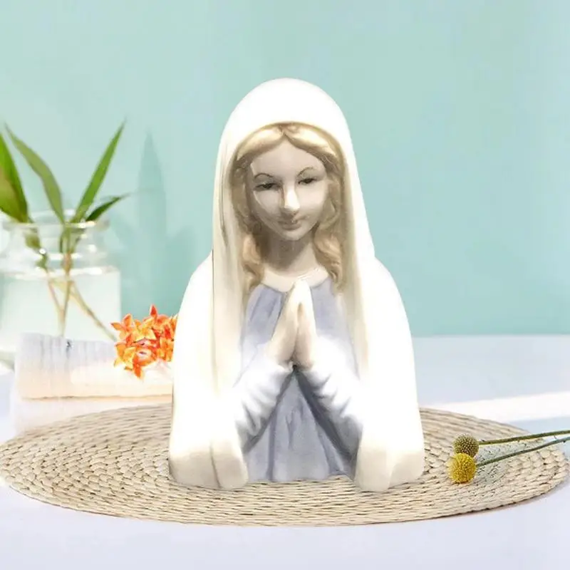 

Virgin Mary Statue Ceramics Christianity Sculpture Exquisite Holiday Decorative Ornaments Perfect for Church Wedding Office