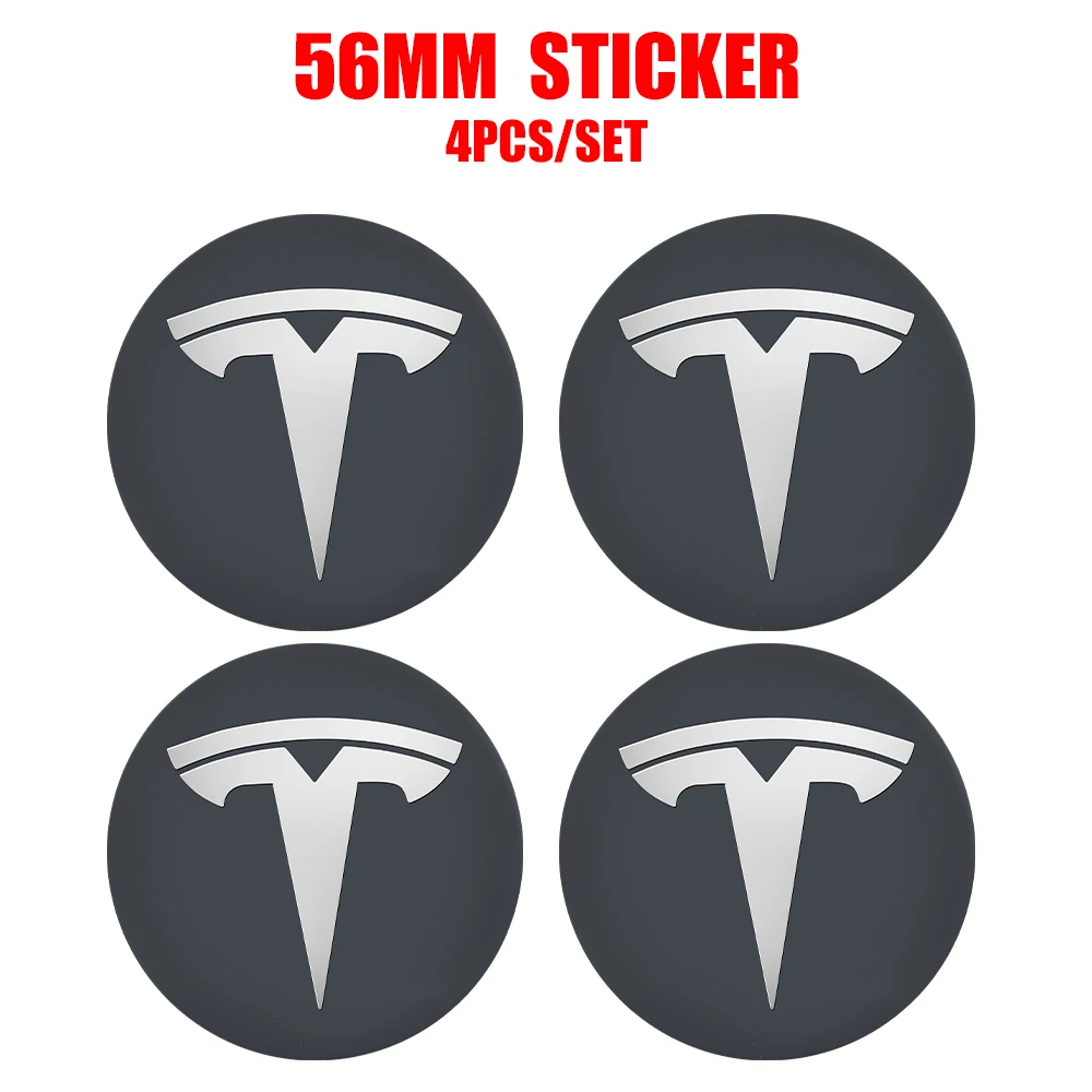 4 шт., 56/60 мм, наклейка на колпак колеса автомобиля, наклейки на центральную крышку авто шины для Tesla Model 3 Model Y Model S Model X, аксессуары для стайлинга