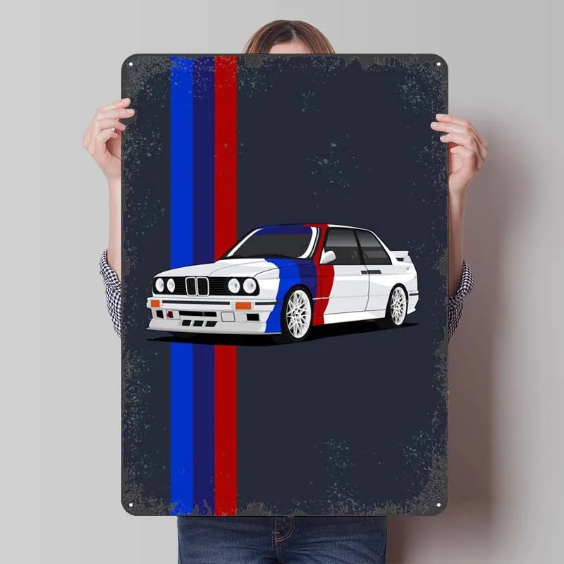 Bmw E30 Rally Классический знак Автомобильный металлический плакат Человек Пещера
