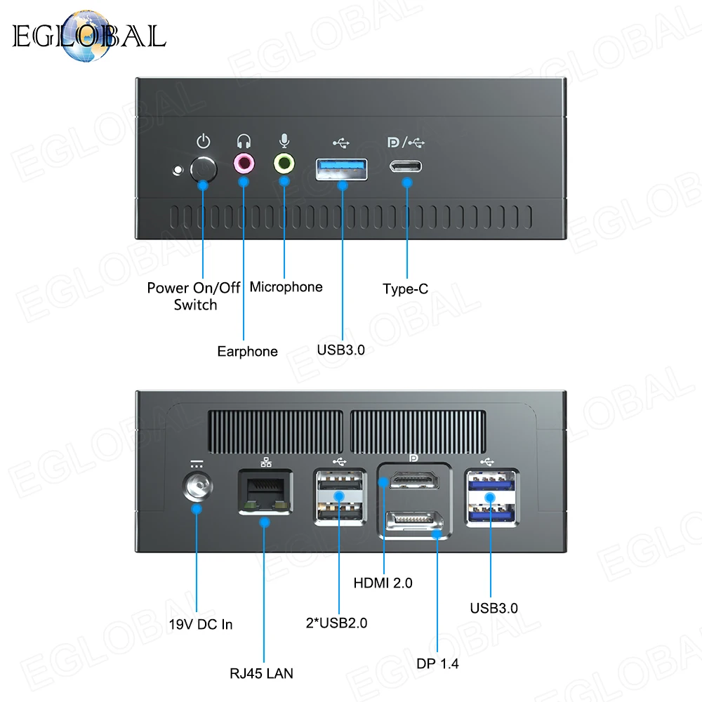 Eglobal NUC AMD Мини ПК Ryzen 3 2200U 5 3500H 7 3750H 2 * DDR4 Настольный игровой компьютер Windows 11 10 Pro HTPC