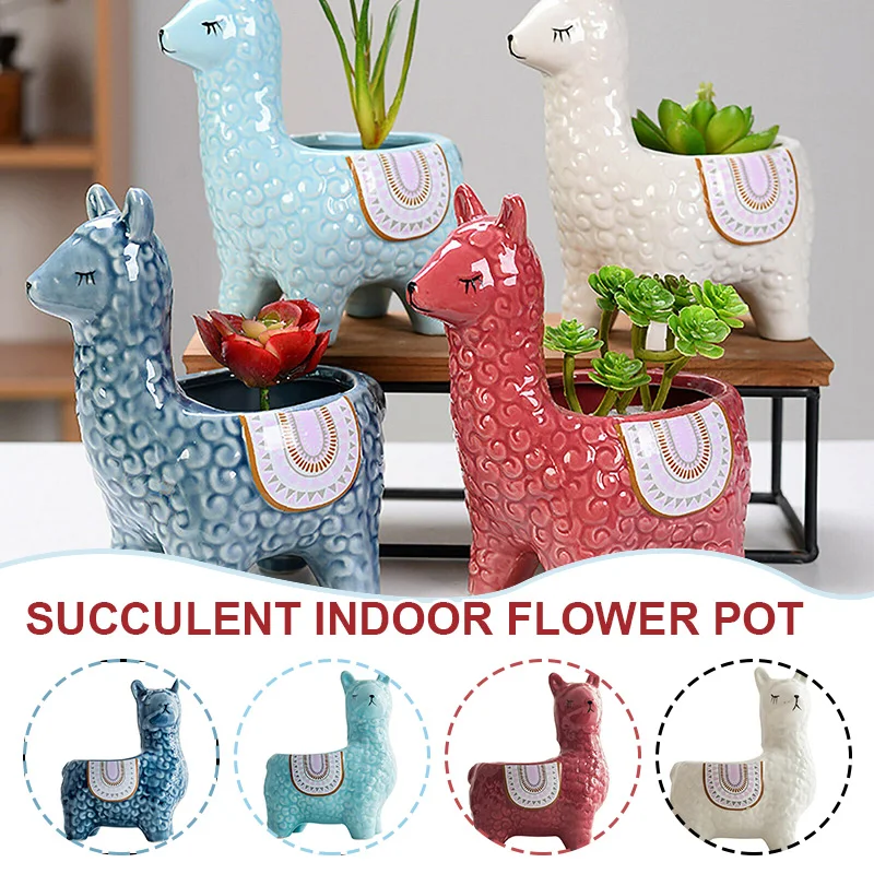 

Unique Animal Succulent Planter Pots Cute Alpaca Succulent Pots Home Decor for Mini Succulent Plants xqmg