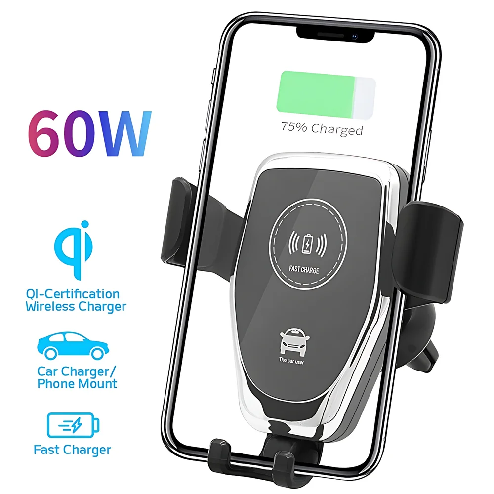 

GYSO 60W Fast Car Wireless Charger For iPhone 14 13 12 11 Pro XS Max Samsung S21 S20 Wireless Charging Phone Car Holder Chargers