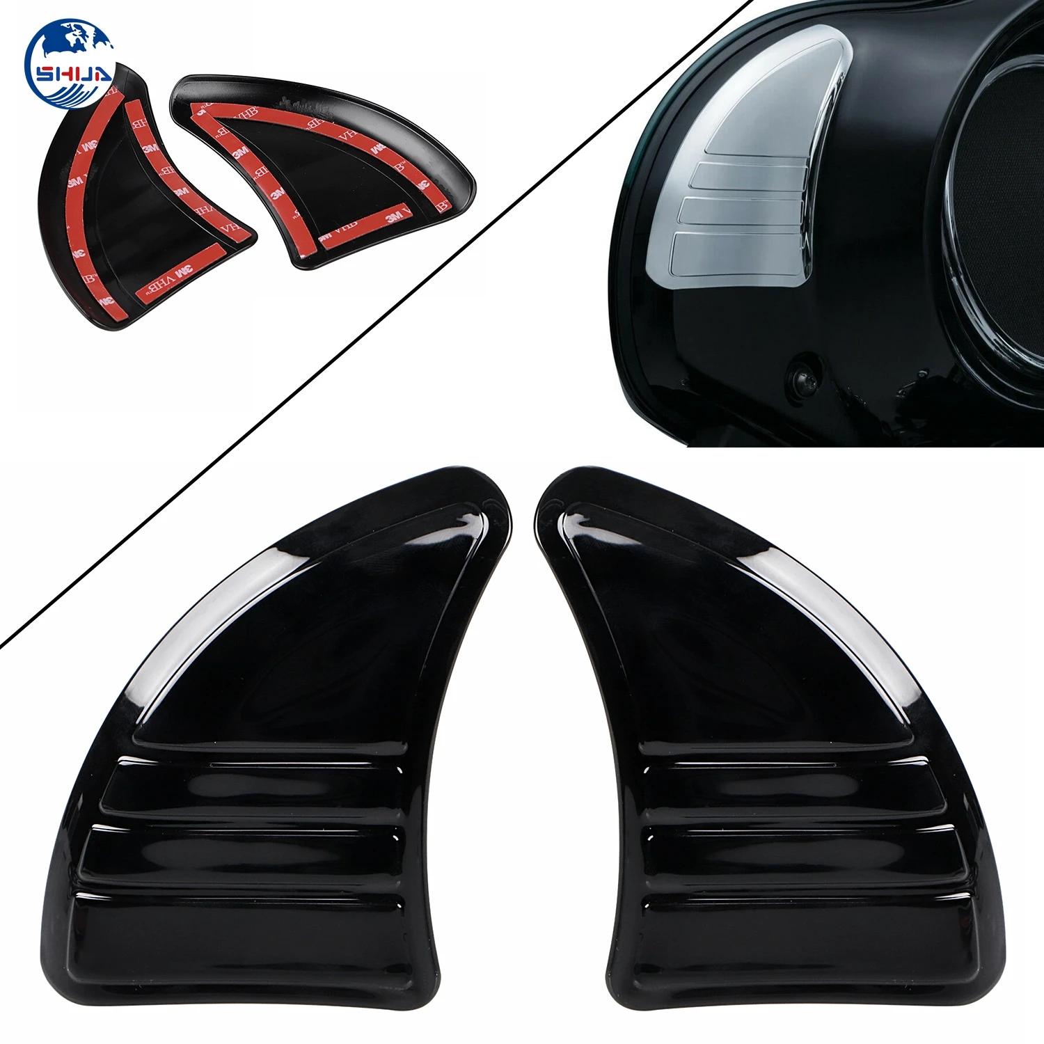 2 шт. черные трехлинейные внутренние Обтекатели с зеркальной крышкой для Harley Touring