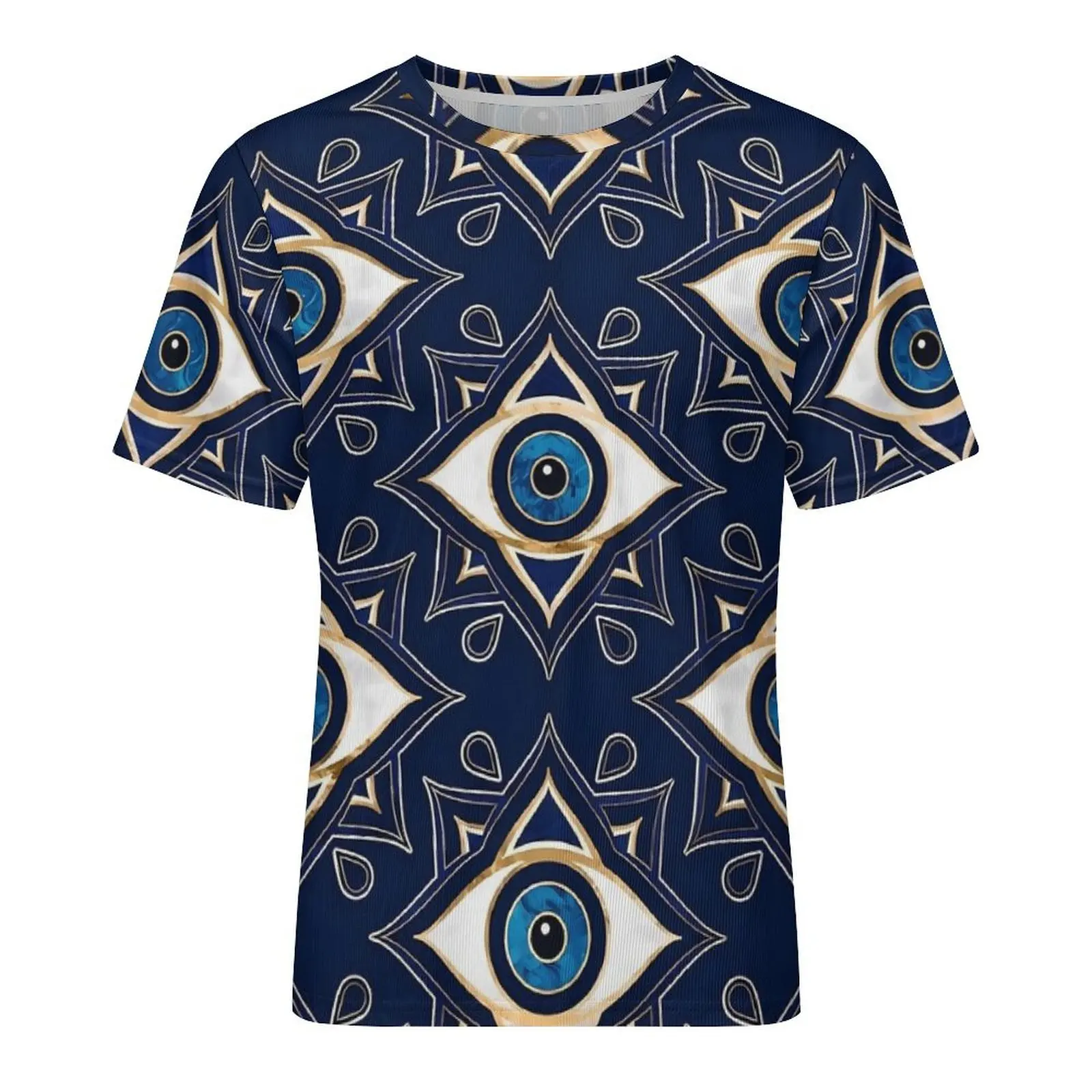 Пара футболок сглаза синие и золотые футболки в стиле Харадзюку топы с короткими