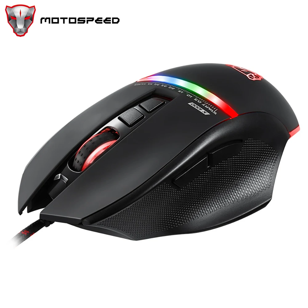 

Мышь Компьютерная Motospeed V10 игровая проводная, 7 клавиш, USB, оптический сенсор