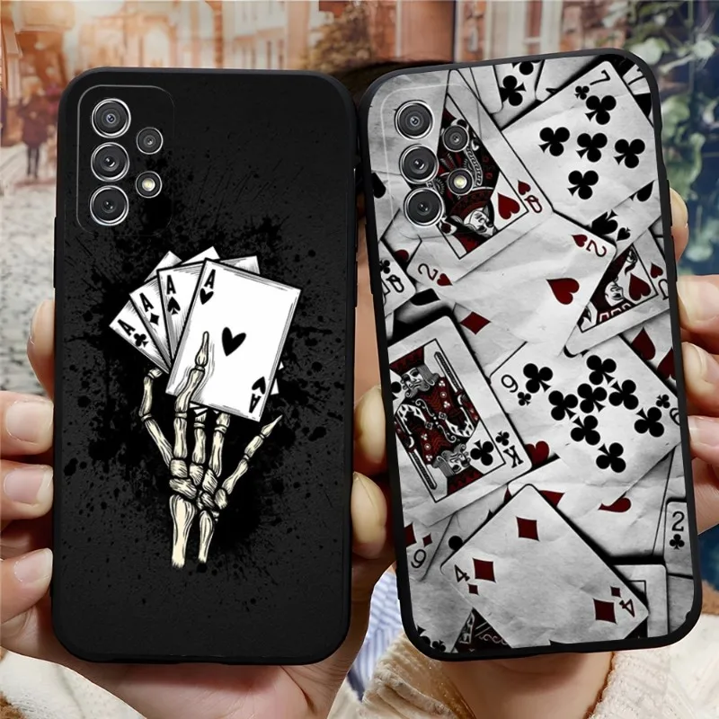 Чехол для телефона Ace Family в виде покера для Samsung A53, A13, A12, A52, A51, A22, A23, A31, A40, A03S, A73, A32, A33, A21, A50, A81, A42, черный
