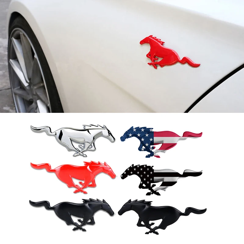 

Car Decoration Sticker Horse Logo For Focus 3 Fiesta Kuga Fusion Explorer Mustang V6 V8 GT500 GT350 Everest Rear Trunk Emblem