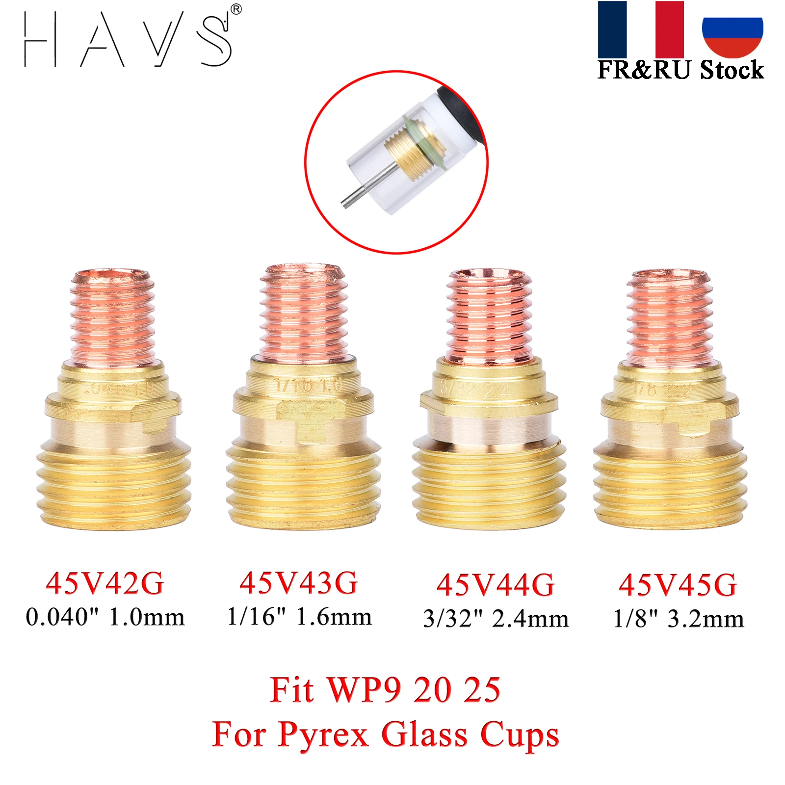 5/10Pcs 1.0/1.6/2.4/3.2mm TIG Gas Lens Collet Body 45V42G 45V43G 45V44G 45V45G For WP9 20 25 High Temperature Glass Cup - купить по
