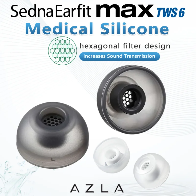 Фото AZLA Max TWS 6 Медицинские противоаллергические насадки Sednaearfit AZLA TWS 6 AZLA MAX Насадки-вкладыши azla max tws 6 насадок sednaearfit Насадки-вкладыши №1