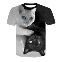 childrens clothing 3d digital black and white cat print t shirt beer print short sleeved t shirt top 2022 summer new