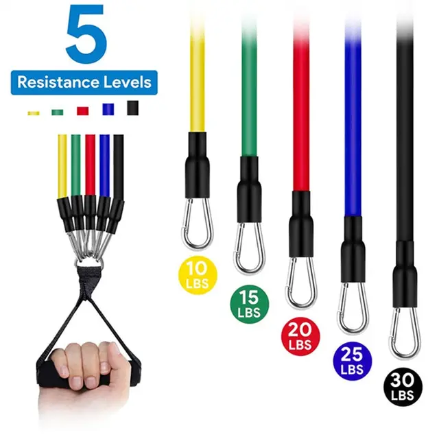 11Pcs Resistance Bands 100lbs Indoor Portable Fitness Equipment Yoga Home Gym Exercise Expander Tube Elastic Pull Ropes 2