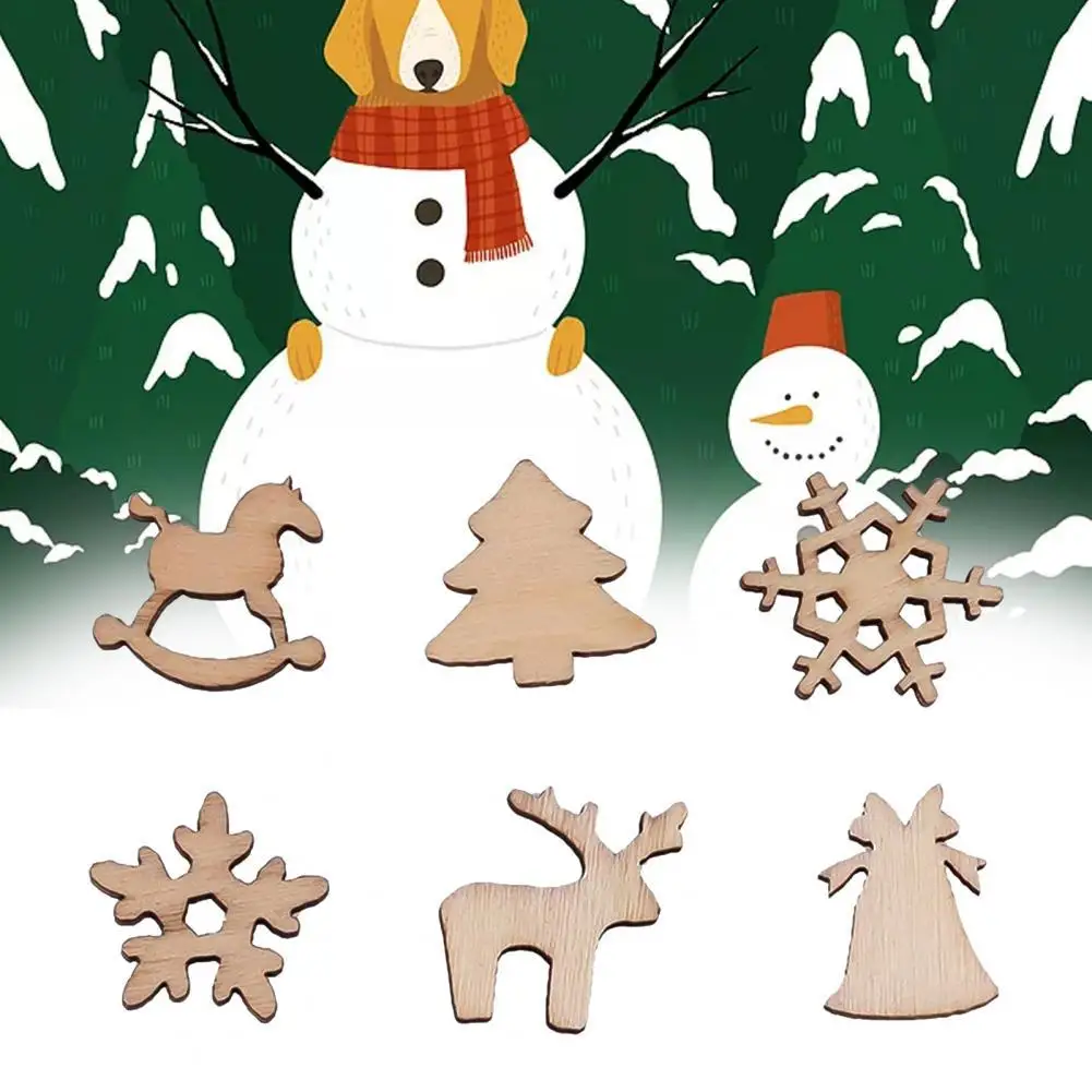 

50 Pcs Wooden Pendants Variety Shape Wood Sturdy Wooden Ornaments for Gift