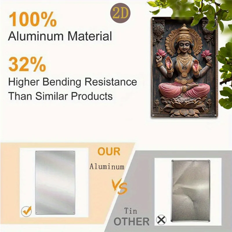 2D алюминиевый знак металлический красивый настенный рисунок Lakshmi для обогащения