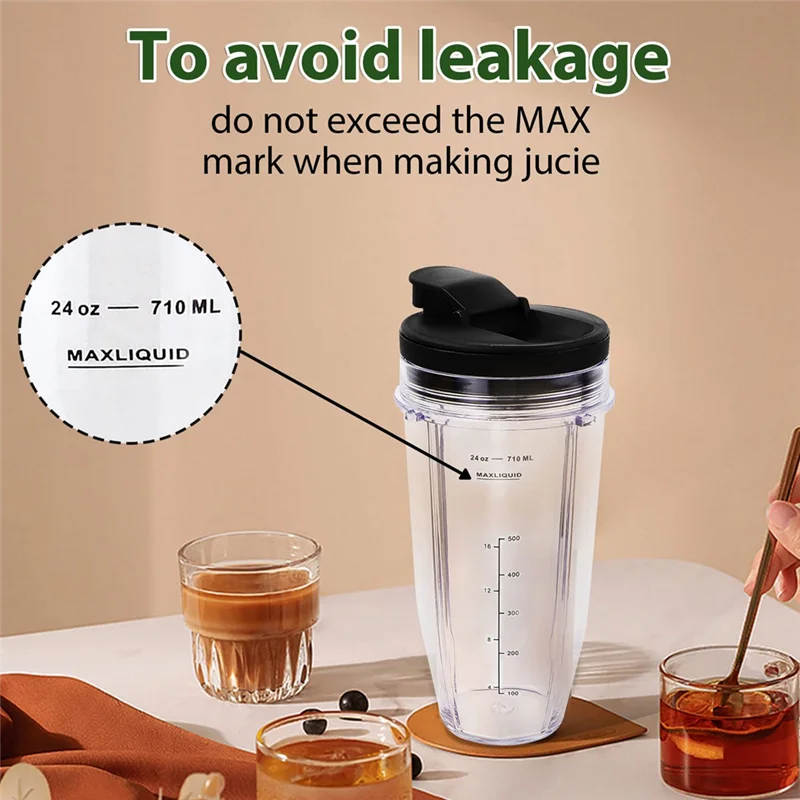 Чашки для блендера на 24 унции совместимые с аксессуарами Nutri Ninja BL480 BL490 BL640 лезвие