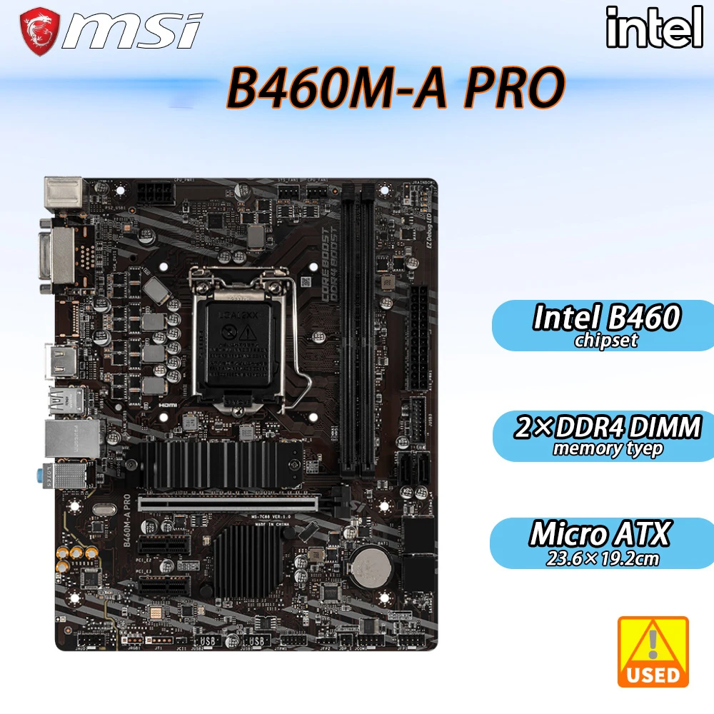 

LGA 1200 motherboard MSI B460M-A PRO adopts Intel B460 chipset 10th generation CPU 2×DDR4 64GB PCI-E 3.0 M.2 6×SATA III MicroAtx