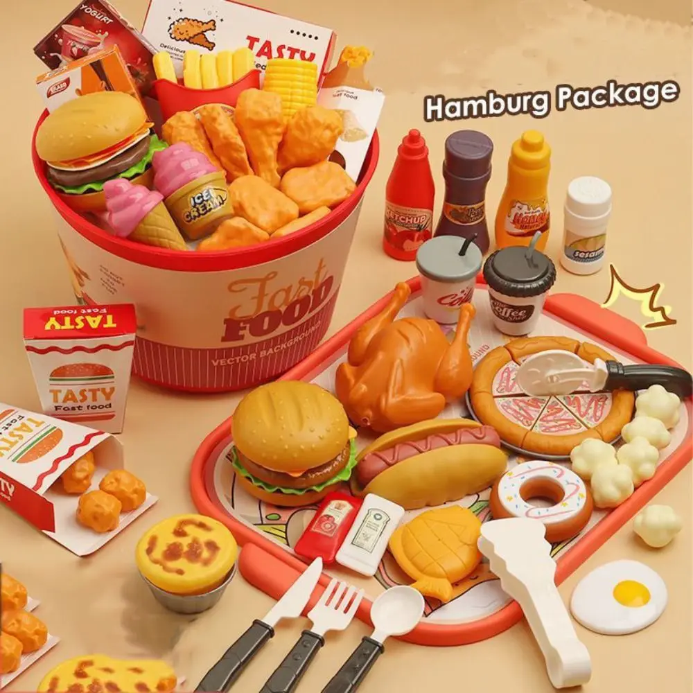 

Plastic Pretend Play Toy for Kids Fast Food Set Cooking Simulation Educational Toys and Color Perception Toy for Preschool