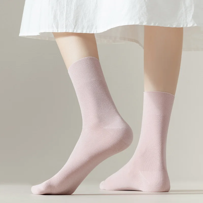 HSS Brand 5Pairs/Lot 100% Women Cotton Socks Summer Thin Solid Color Macaron Sock Comfortable Pink White Lolita calcetines mujer