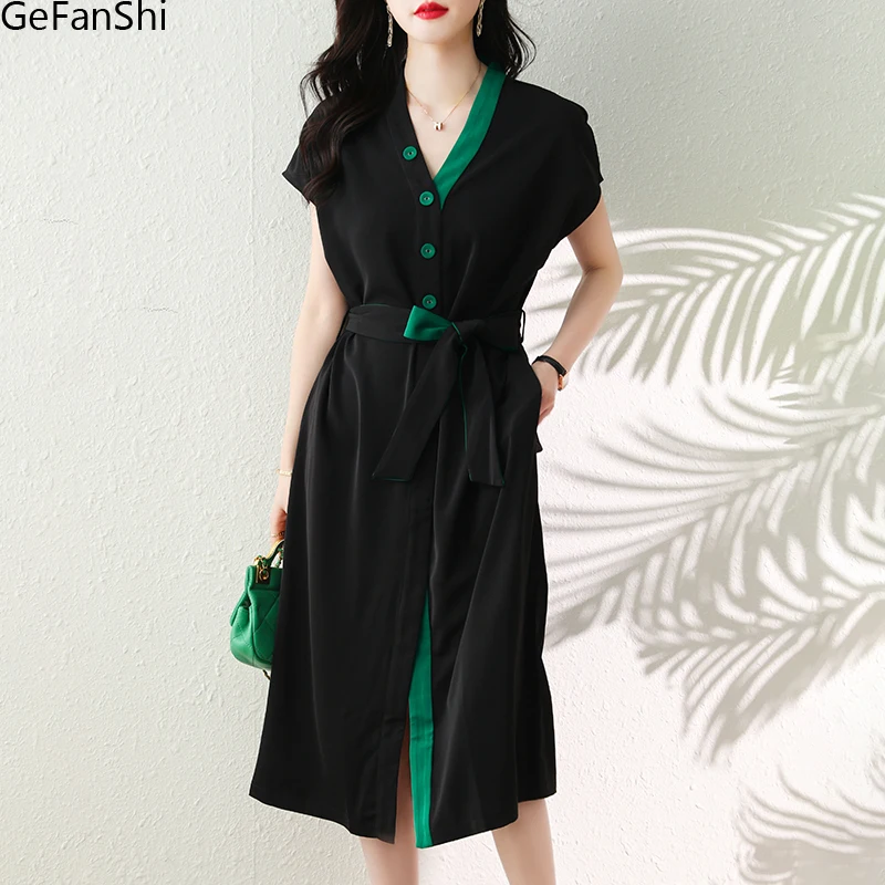 

Женское винтажное платье с V-образным вырезом, коротким рукавом