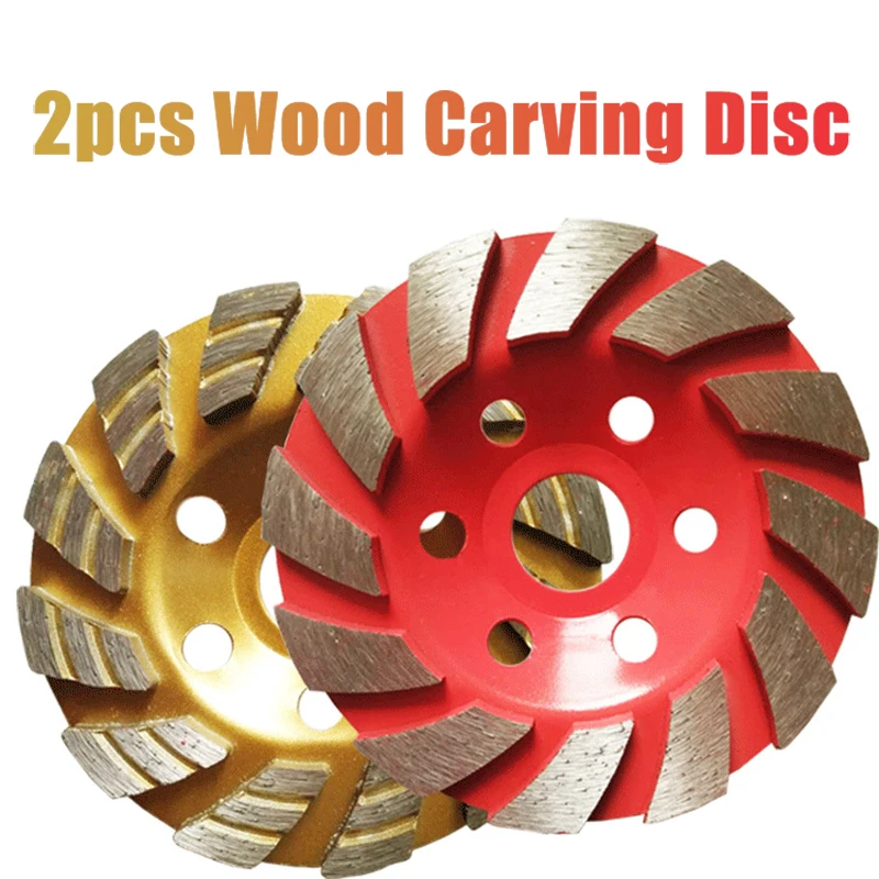 2pc Wood Carving Disc Diamond Grinding Wheel Disc Bowl Shape Grinding Cup Concrete Granite Stone Ceramic Cutting Disc Power Tool