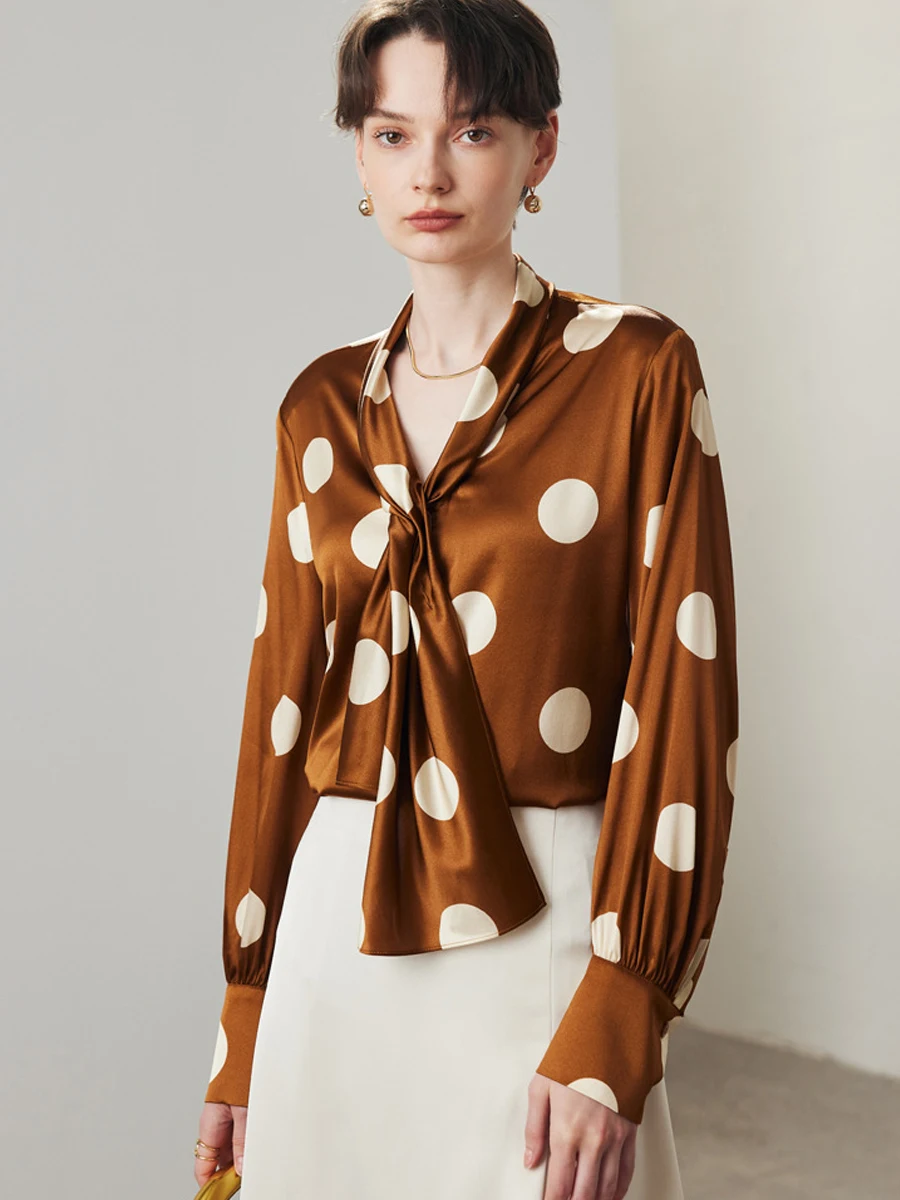 Элегантная рубашка BirdTree из 90% натурального шелка 6 А 19 мм Женский атласный