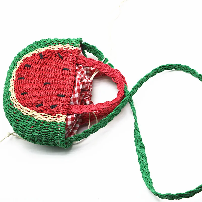 Women Handbags Bohemian Fruit Design Woven Bags for Women Cute Watermelon Orange Straw Bag Funny Rattan Shoulder Crossbody Bag
