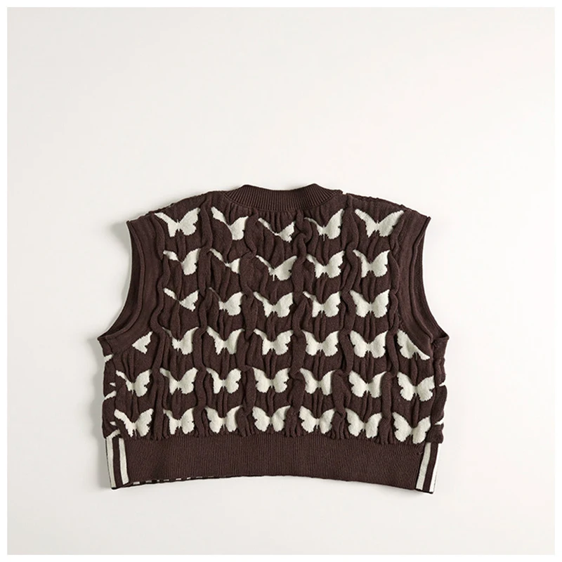 Женский Осенний Трикотажный жилет модный жаккардовый в клетку полоску для