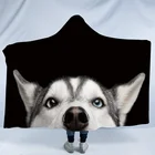 Сибирское одеяло с капюшоном хаски, Флисовое одеяло для собак, белое, черное одеяло с капюшоном хаски, шерпа