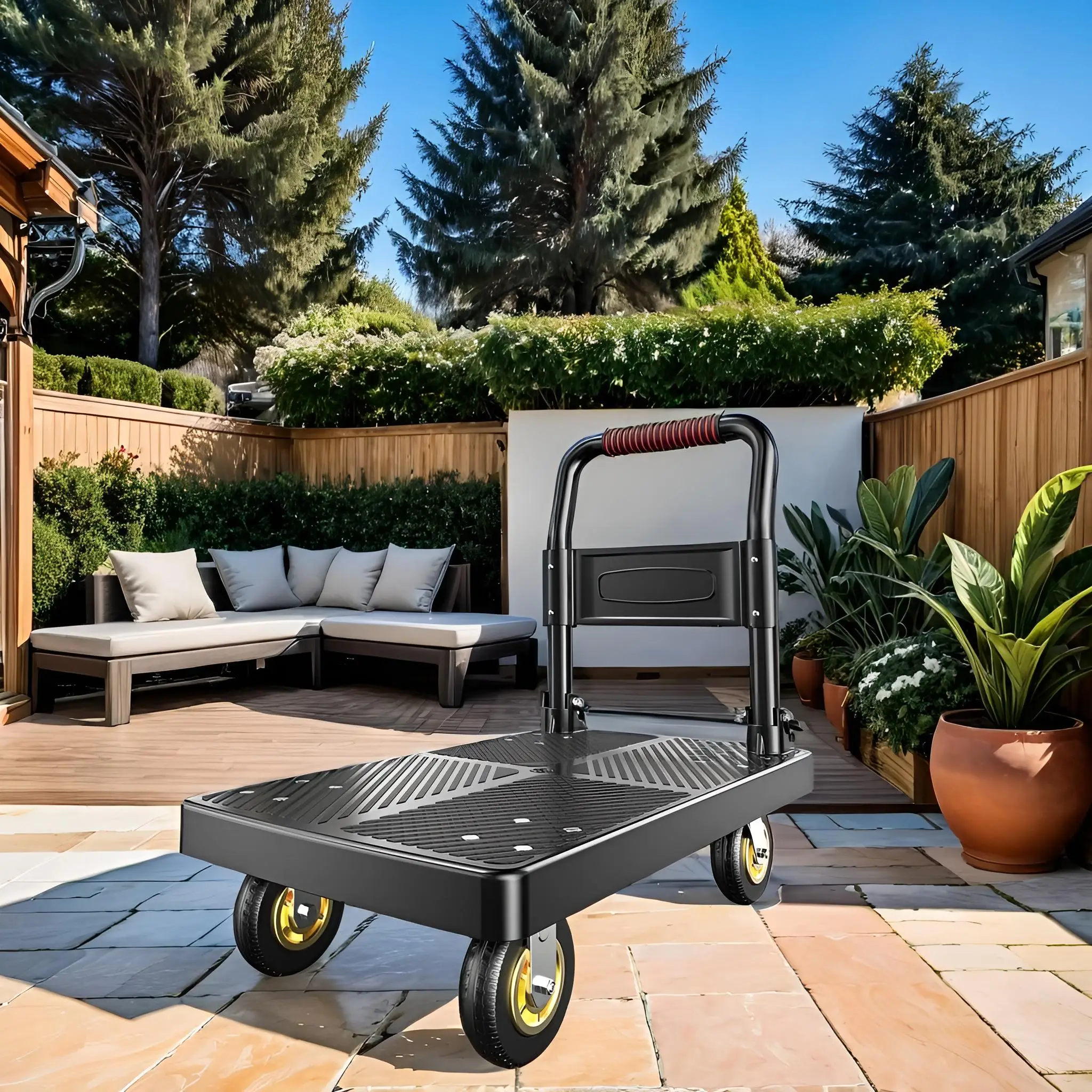 Ручные тележки 72x48 см 60-360 кг складные бортовые бесшумные тяговые бытовые