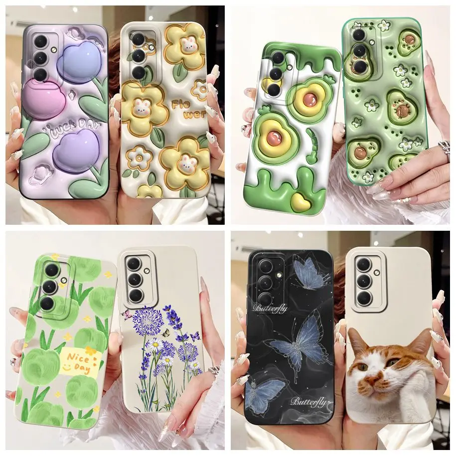 Для Samsung Galaxy S24 FE чехол модный защитный для камеры с цветочной росписью задняя