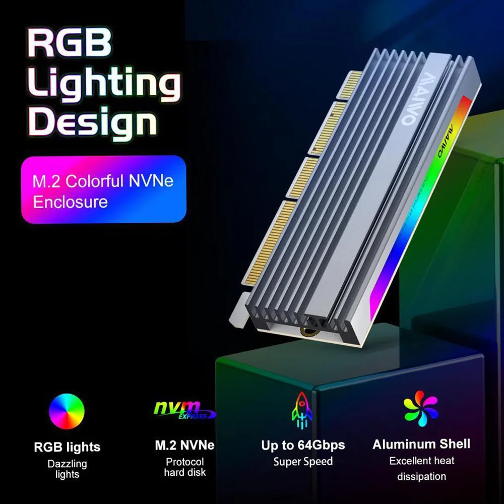 Фото Адаптер адаптера MAIWO NVME M.2 SSD Карта расширения NVMe to PCIe X4 X8 X16 Алюминий для M.2 NVME 2230 2242 2260 2280 SSD №5