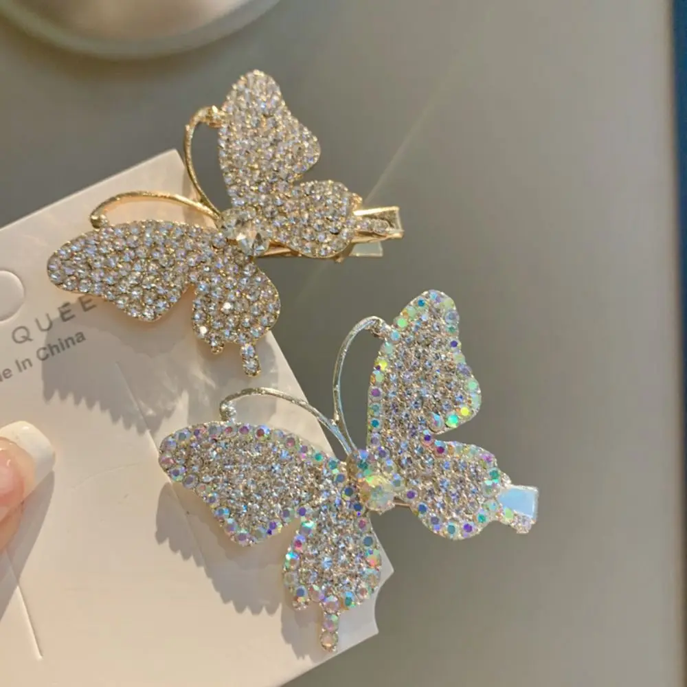 

3Pcs Silver Full Diamond Butterfly Hairpins Creative Gold Super Fairy Side Hair Clips Alloy Shine Bangs Clip for Women Girl