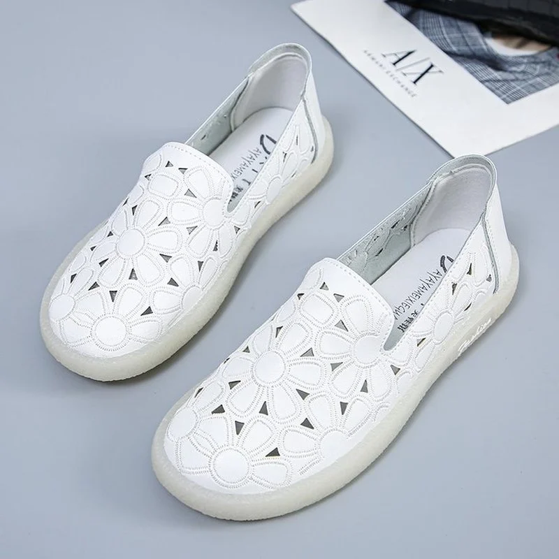 

Square Toe Autumn Shoes for Women Embroidery Designer Shoes Soft Slipon Loafers Moccasin Leisure Women's Ballet Flats