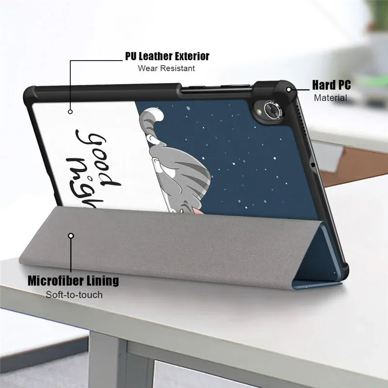 Фото Чехол для Lenovo Tab K10 Case X6C6X X6C6F 10.3 дюйма 2021, складная подставка, кожаный чехол, умное пробуждение/спящий режим, три сложения, чехол для планшета 10.3 дюйма №4