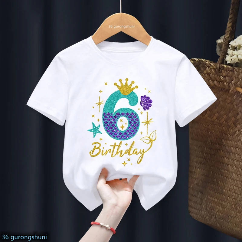 Футболка для девочек с принтом Принцесса русалки 6-й подарок на день рождения