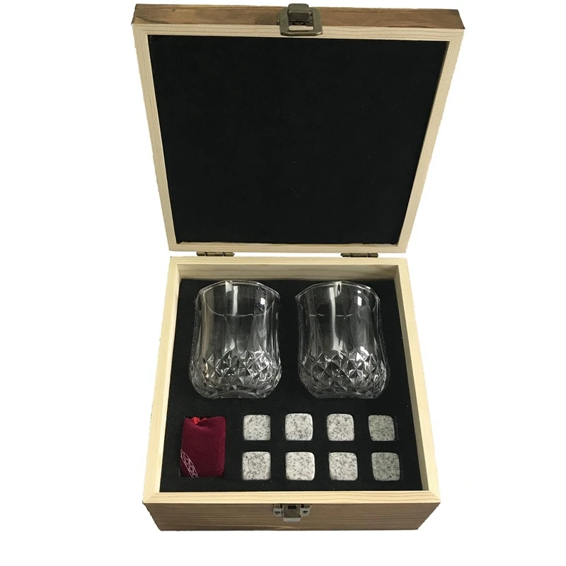 

Bourbon Rocks Whisky Chilling Stones Gift Set - Reusable Stones For Whiskey - Shot Glasses Gift In Wooden Box For Guys