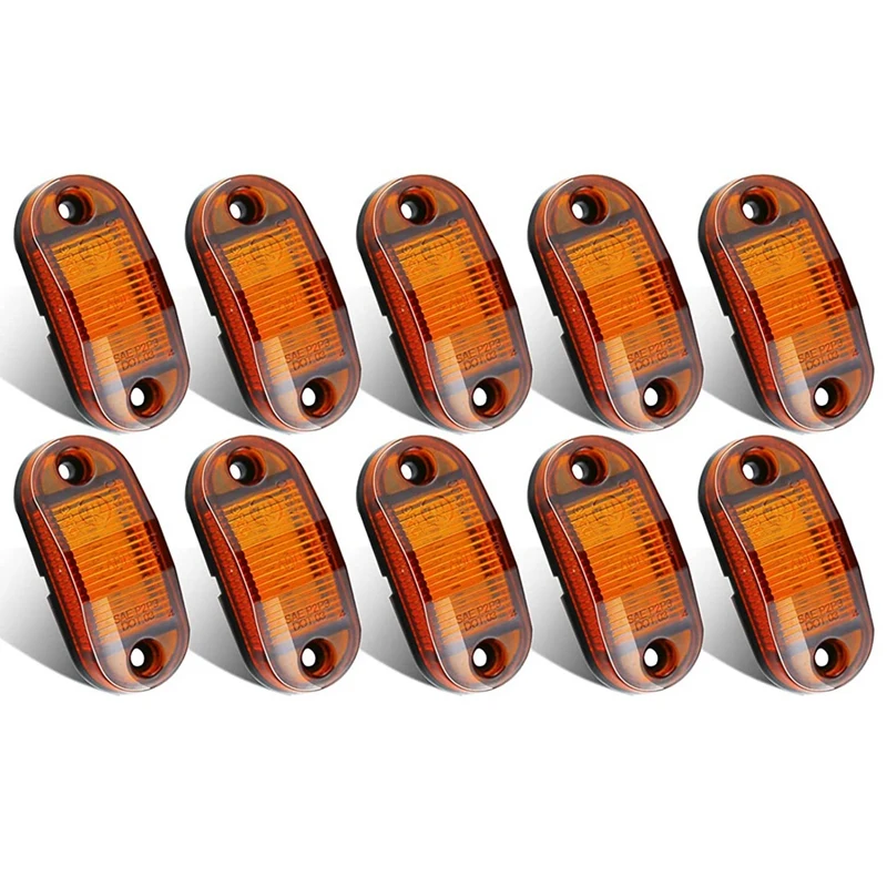 10 шт. Янтарный 12-24 в 6 светодиодов 2 5 дюйма боковой маркер водонепроницаемый