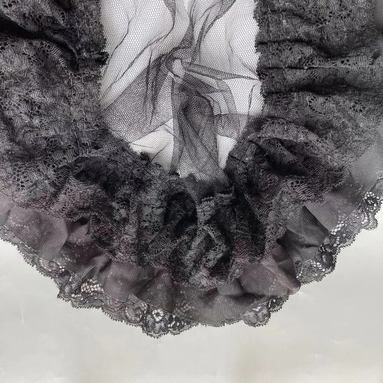 1 ярд черная трехслойная плиссированная кружевная бейка шифоновая ткань вышивка
