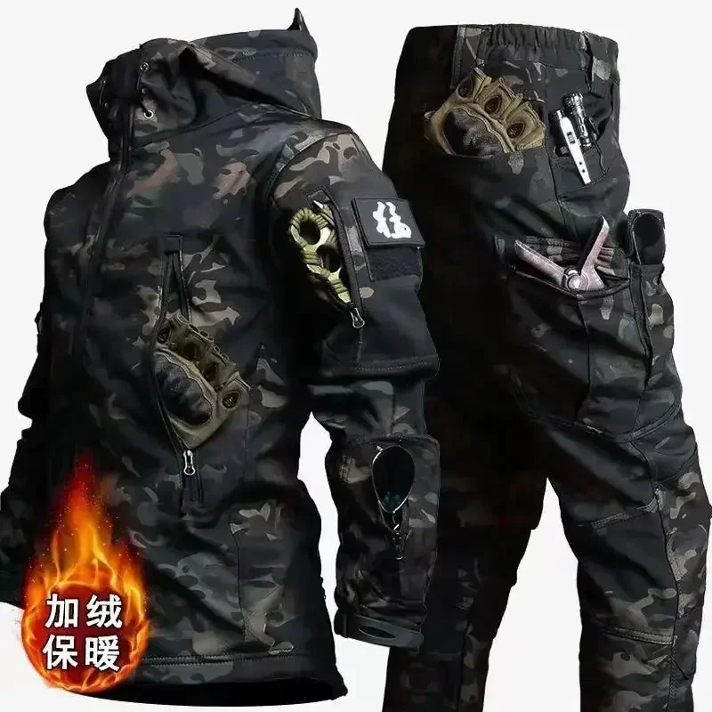 5XL несколько цветов утепленная мягкая оболочка зимняя рабочая куртка из акульей