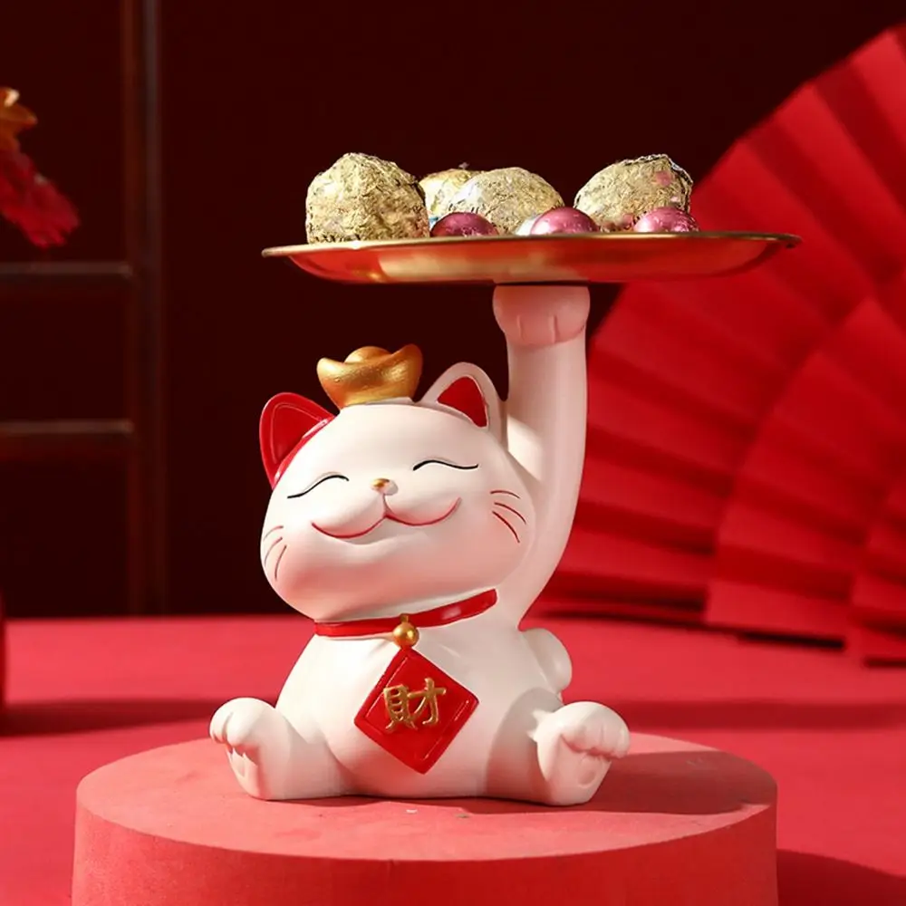 Большой емкости держатель для закусок кошек ремесло из смолы статуя Lucky Cat