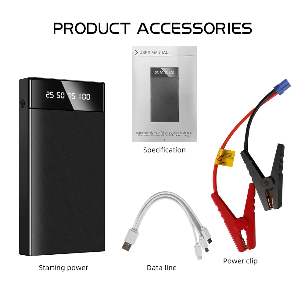 

Portable 10000mAh Car Emergency Power Supply Emergency Jump Starter Auto Battery Booster 12V Power Bank for Mobile Tablets