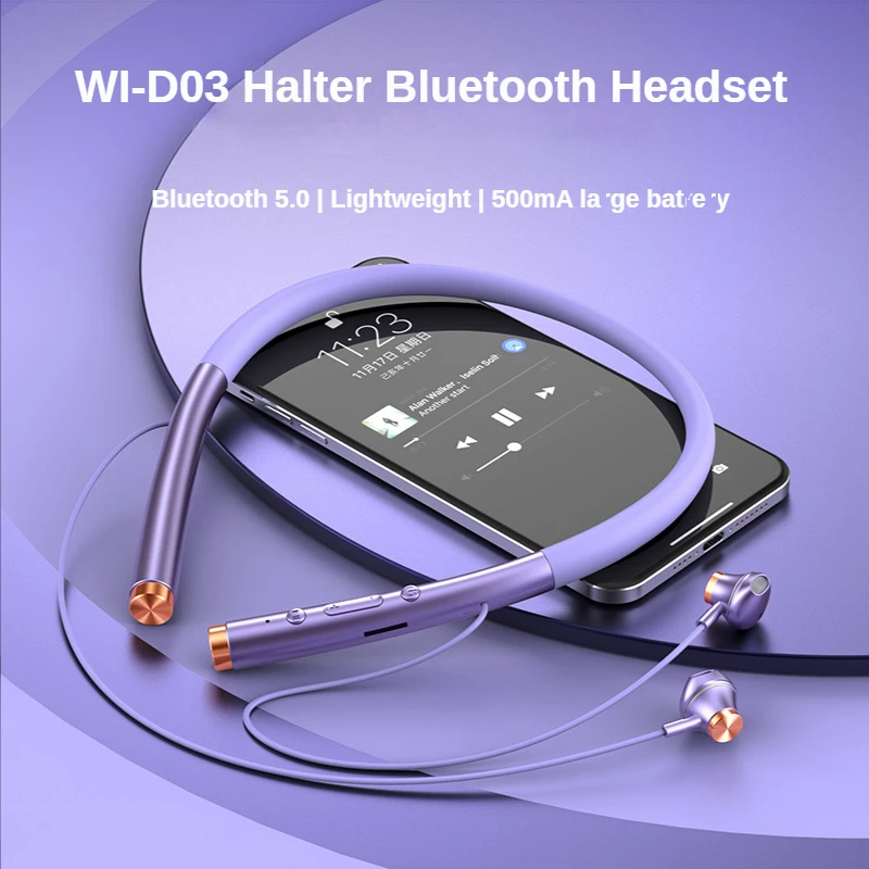

WI-D03 Waterproof Wireless Bluetooth Headset Binaural Neck Hanging Headphone Running Game Earphone Ultra-long Standby Earbuds