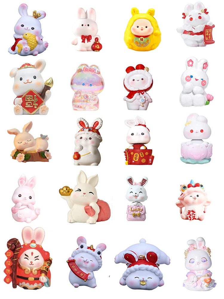 

2023 Year of Cute Rabbit Bunny Figurines Mascot Lucky Rabbit Statue Chinese Spring Festival Bunny Decor New Year Home Decoration
