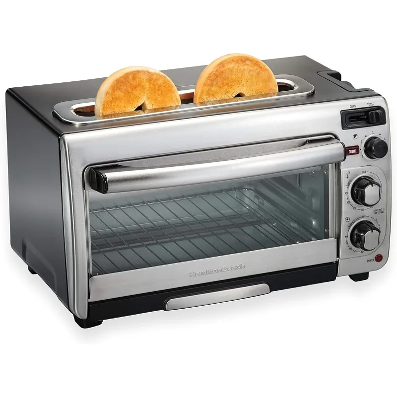 

2-in-1 Countertop Toaster Oven and Long Slot 2 Slice Toaster, 60 Minute Timer and Automatic Shut Off, Shade Selector
