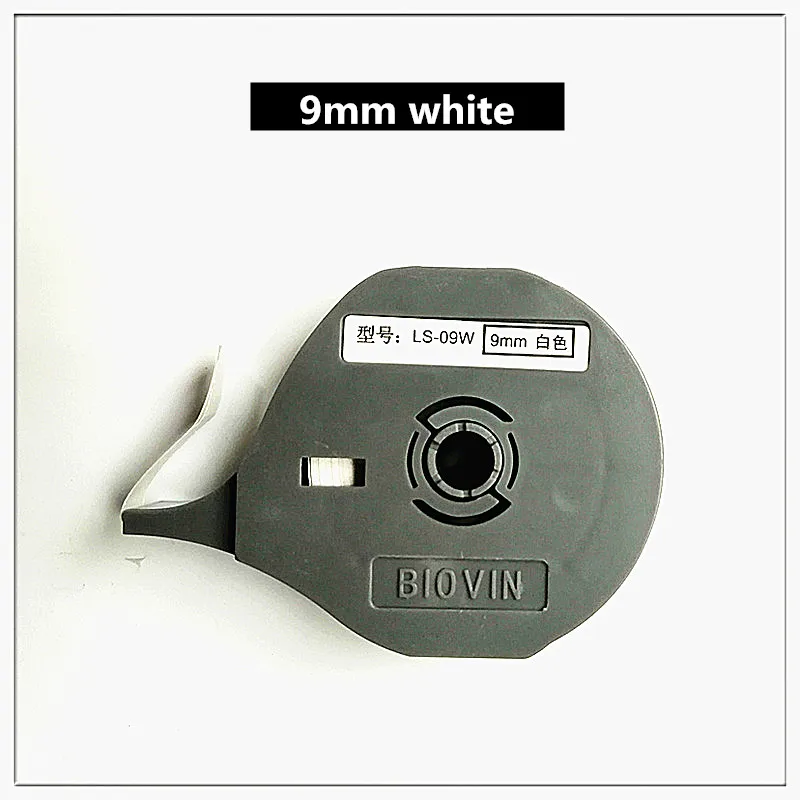 

label paper ls-09w 9mmX8m white Ink cartridge cassette label tapes for BIOVIN Wire Marking Machine tube printer s710e,s650