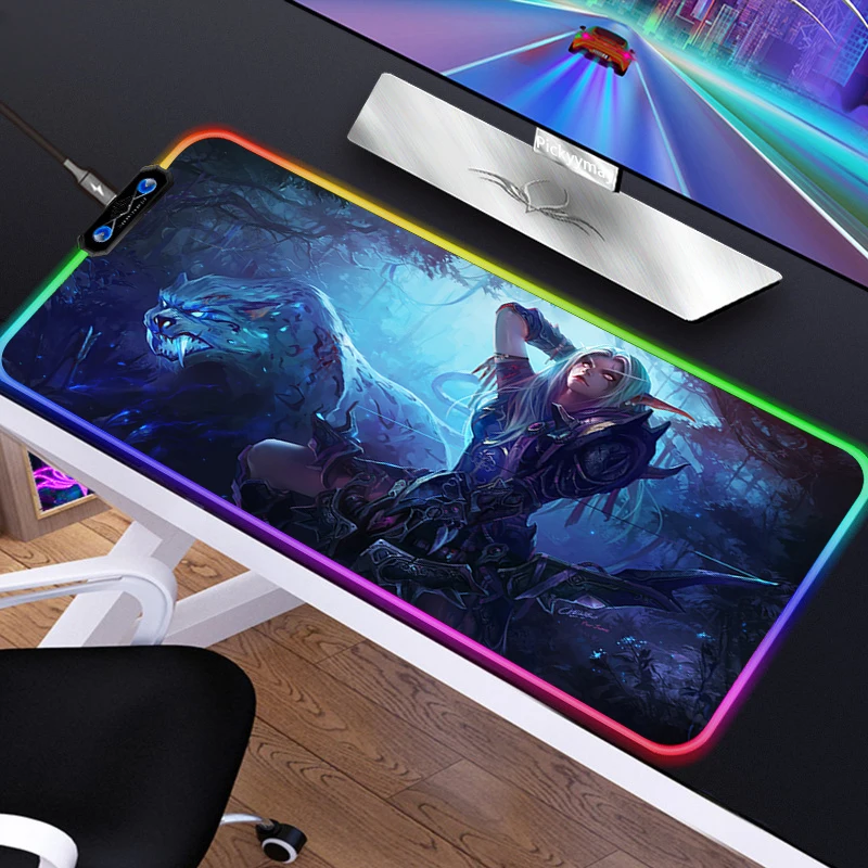 

Large Size Colorful Luminous RGB World of Warcraft Gaming LED Mouse Pad Rubber Base Computer Keyboard MousePad Backlight Desktop
