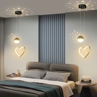 modern creative led pendant lights bedside bedroom hanging lamps for ceiling indoor lighting home decoration star projection 16w