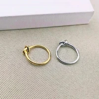 2022 brand new french simple fashion style accessories knot circle finger ring for women brass plated 18k gold