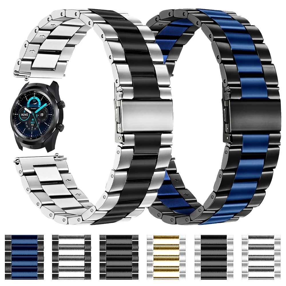 

Ремешок из нержавеющей стали для часов TicWatch Pro 3 202/GTX, металлический браслет для смарт-часов TicWatch E3/GTH, 20 мм 22 мм
