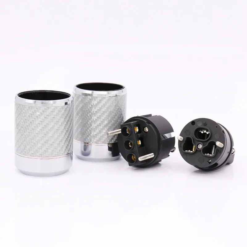 Сетевая вилка питания европейского стандарта из углеродного волокна IEC родиевый